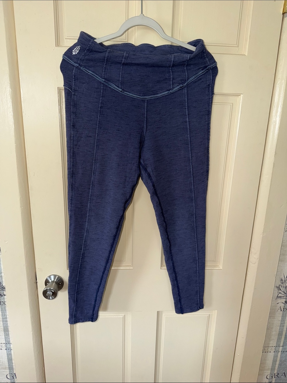 Free People Deep Navy Seam-Panel Jeggings